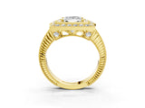 Yellow gold Princess Halo Diamond Ring with Milgrain Bezel and Prong Setting_9