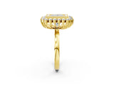 Yellow gold Princess Halo Diamond Ring with Milgrain Edge and Round Prong Setting_28