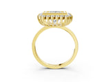 Yellow gold Princess Halo Diamond Ring with Milgrain Edge and Round Prong Setting_29