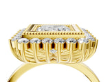 Yellow gold Princess Halo Diamond Ring with Milgrain Edge and Round Prong Setting_30