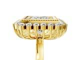 Yellow gold Princess Halo Diamond Ring with Milgrain Edge and Round Prong Setting_31