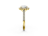 Yellow gold Princess Halo Diamond Ring with Pavé Band and Prong Setting_22