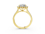 Yellow gold Princess Halo Diamond Ring with Pavé Band and Prong Setting_23