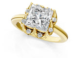 Yellow gold Princess Halo Diamond Ring with Round Cluster Setting, Solitaire Band, and Four-Prong Setting_50