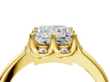Yellow gold Princess Halo Diamond Ring with Round Cluster Setting, Solitaire Band, and Four-Prong Setting_53