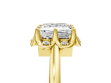 Yellow gold Princess Halo Diamond Ring with Round Cluster Setting, Solitaire Band, and Four-Prong Setting_54