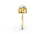 Yellow gold Princess Halo Diamond Ring with Split Shank and Four-Prong Setting_74