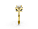 Yellow gold Princess Halo Diamond Ring with Split Shank and Four-Prong Setting_75
