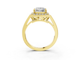 Yellow gold Princess Halo Diamond Ring with Split Shank and Four-Prong Setting_76