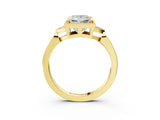 Yellow gold Princess Halo Diamond Ring with Tapered Band and Four-Prong Setting_13