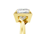Yellow gold Princess Halo Diamond Ring with Tapered Band and Four-Prong Setting_15