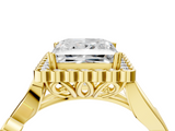 Yellow gold Princess Halo Diamond Ring with Vintage Split Shank and Four-Prong Setting_23