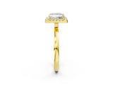 Yellow gold Princess Halo Diamond Solitaire with Pavé Band and Four-Prong Setting_92