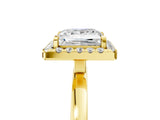 Yellow gold Princess Halo Diamond Solitaire with Pavé Band and Four-Prong Setting_95
