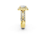 Yellow gold Princess Halo Diamond Split Shank Engagement Ring with Prong Setting_77
