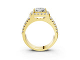 Yellow gold Princess Halo Diamond Split Shank Engagement Ring with Prong Setting_78