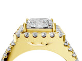 Yellow gold Princess Halo Diamond Split Shank Engagement Ring with Prong Setting_79