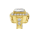 Yellow gold Princess Halo Diamond Split Shank Ring with Milgrain Detail_54