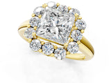 Yellow gold Princess Halo Milgrain Solitaire with Bezel Set Side Stones and Pave Band_33