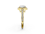 Yellow gold Princess Halo Pavé Diamond Engagement Ring with Bezel Setting_22
