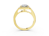 Yellow gold Princess Halo Pavé Diamond Engagement Ring with Bezel Setting_23