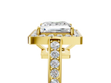 Yellow gold Princess Halo Pavé Diamond Engagement Ring with Bezel Setting_25