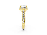 Yellow gold Princess Halo Pavé Diamond Engagement Ring with Four-Prong Setting_28