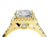 Yellow gold Princess Halo Pavé Diamond Engagement Ring with Four-Prong Setting_30