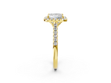 Yellow gold Princess Halo Pavé Diamond Engagement Ring with Four-Prong Setting_5