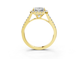 Yellow gold Princess Halo Pavé Diamond Engagement Ring with Four-Prong Setting_6