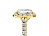 Yellow gold Princess Halo Pavé Diamond Engagement Ring with Four-Prong Setting_8