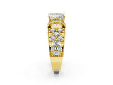 Yellow gold Princess Halo Pave Diamond Engagement Ring with Milgrain Detailing_51