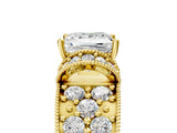 Yellow gold Princess Halo Pave Diamond Engagement Ring with Milgrain Detailing_54
