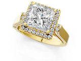 Yellow gold Princess Halo Pave Split Shank Prong Setting Ring_58