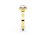 Yellow gold Princess Halo Pave Split Shank Prong Setting Ring_59
