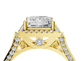 Yellow gold Princess Halo Pave Split Shank Prong Setting Ring_61