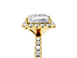 Yellow gold Princess Halo Round Diamond Pavé Band Four-Prong Ring_8