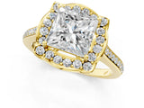 Yellow gold Princess Halo Round Diamond Pave Band with Four-Prong Setting_39