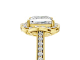 Yellow gold Princess Halo Round Diamond Pave Band with Four-Prong Setting_43