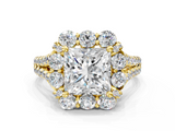 Yellow gold Princess Halo Split Shank Diamond Engagement Ring with Pave Band and Four-Prong Setting_53