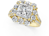 Yellow gold Princess Halo Split Shank Diamond Engagement Ring with Pave Band and Four-Prong Setting_54