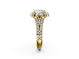 Yellow gold Princess Halo Split Shank Diamond Engagement Ring with Pave Band and Four-Prong Setting_55