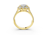 Yellow gold Princess Halo Split Shank Diamond Engagement Ring with Pave Band and Four-Prong Setting_56