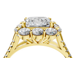 Yellow gold Princess Halo Split Shank Diamond Engagement Ring with Pave Band and Four-Prong Setting_57