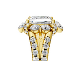Yellow gold Princess Halo Split Shank Diamond Engagement Ring with Pave Band and Four-Prong Setting_58
