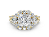Yellow gold Princess Halo Split Shank Diamond Engagement Ring with Prong Setting_19