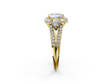 Yellow gold Princess Halo Split Shank Diamond Engagement Ring with Prong Setting_21