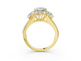 Yellow gold Princess Halo Split Shank Diamond Engagement Ring with Prong Setting_22