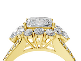 Yellow gold Princess Halo Split Shank Diamond Engagement Ring with Prong Setting_23