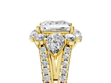 Yellow gold Princess Halo Split Shank Diamond Engagement Ring with Prong Setting_24